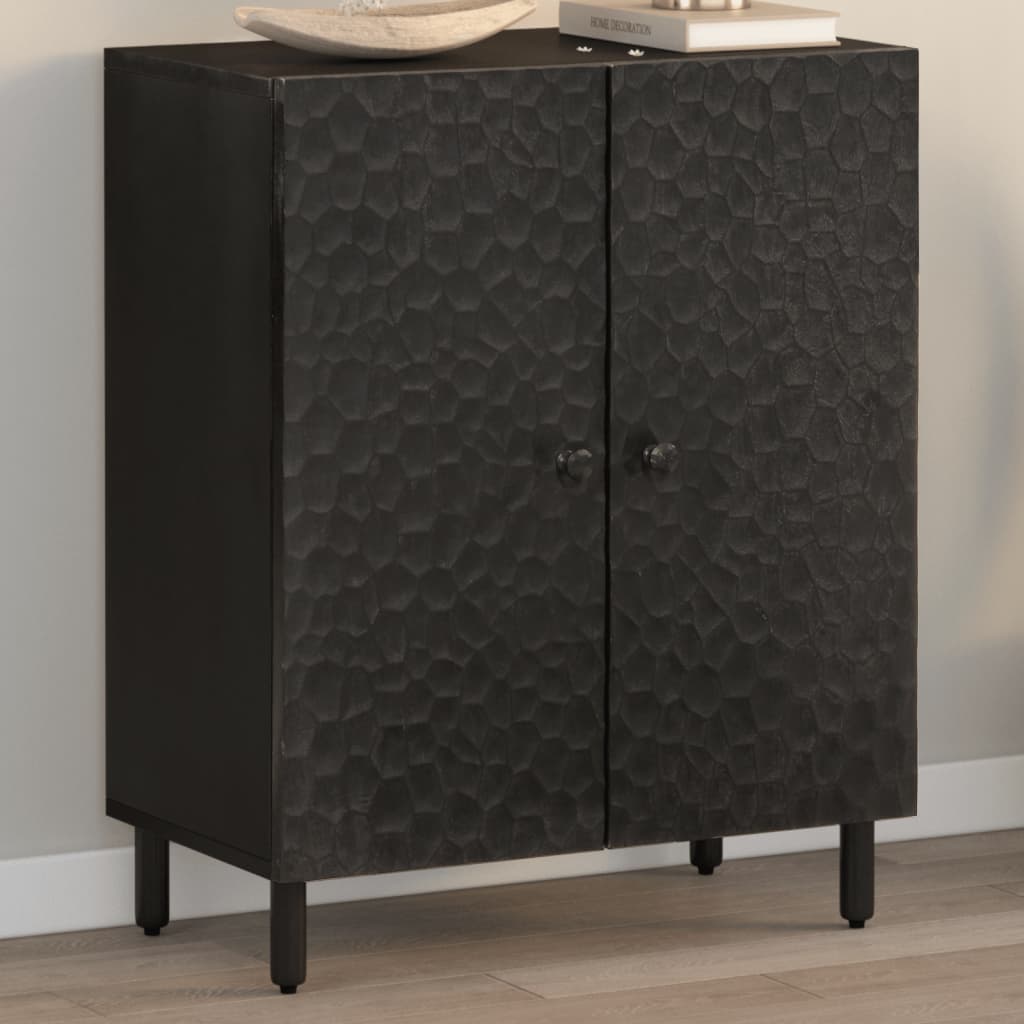 Armoire latérale noir 60x33x75 cm bois massif de manguier - XIOS