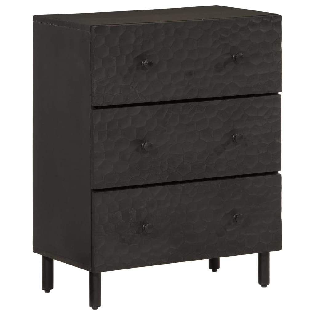 Armoire latérale noir 60x33x75 cm bois massif de manguier - XIOS