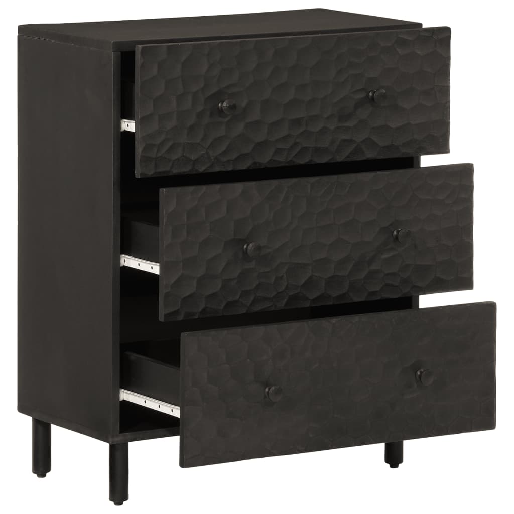 Armoire latérale noir 60x33x75 cm bois massif de manguier - XIOS