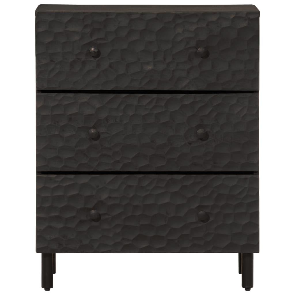 Armoire latérale noir 60x33x75 cm bois massif de manguier - XIOS