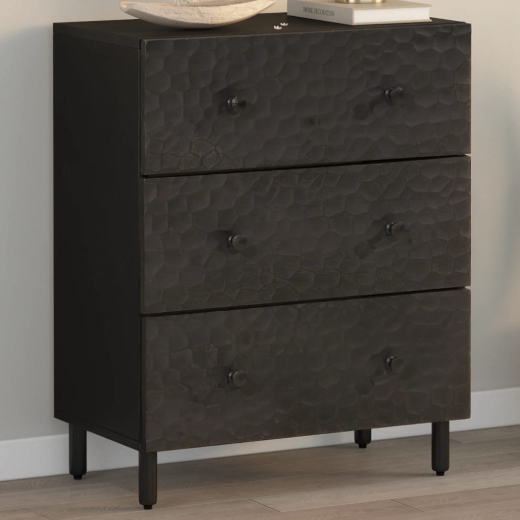 Armoire latérale noir 60x33x75 cm bois massif de manguier - XIOS