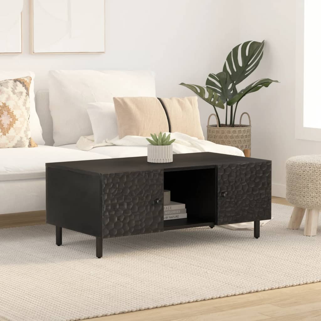 Table basse noir 100x54x40 cm bois massif de manguier - XIOS