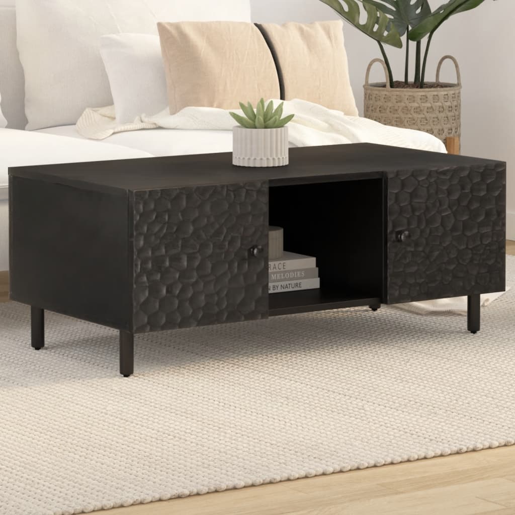 Table basse noir 100x54x40 cm bois massif de manguier - XIOS