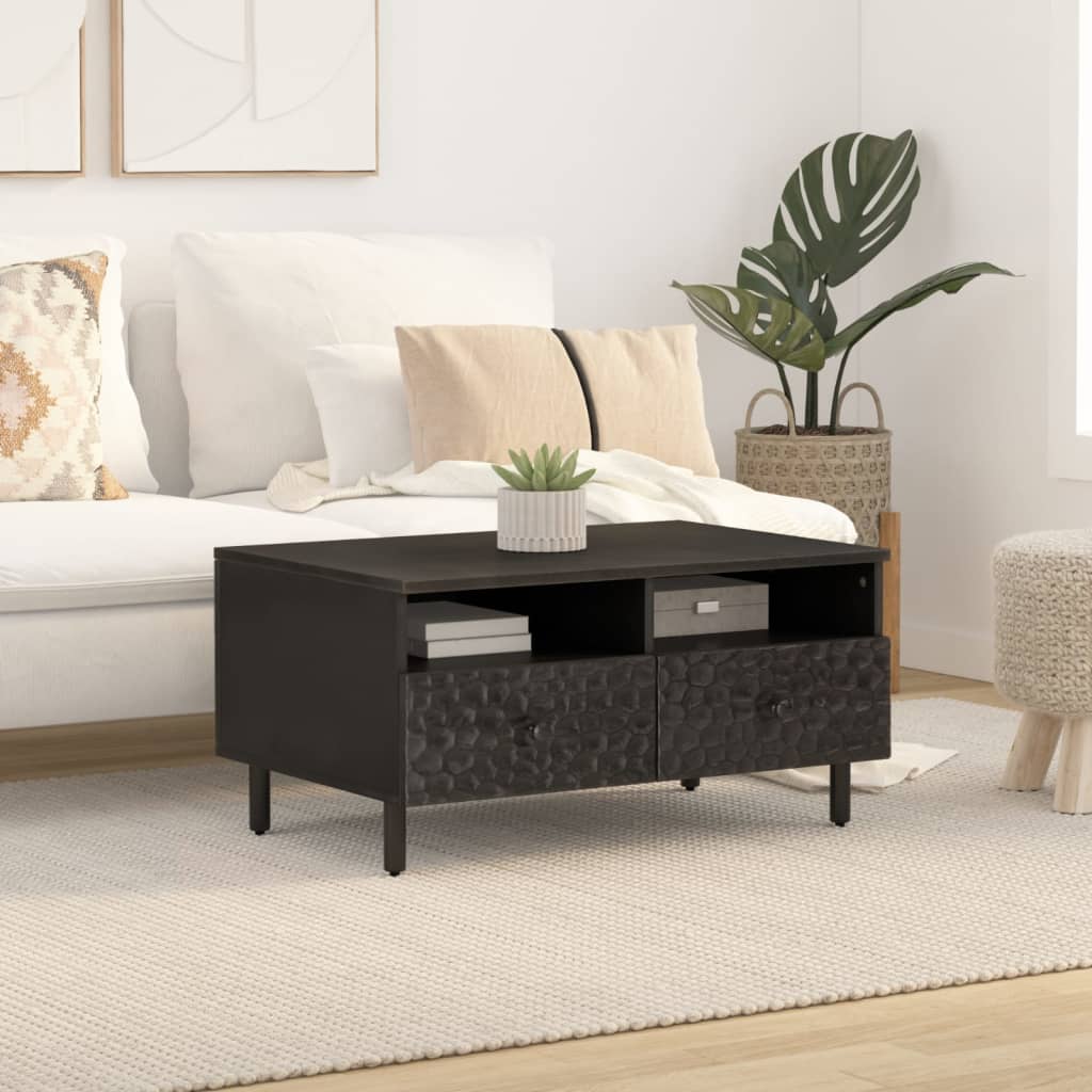 Table basse noir 80x54x40 cm bois massif de manguier - XIOS