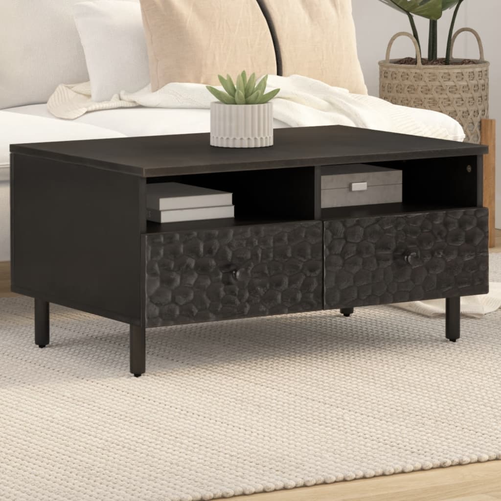 Table basse noir 80x54x40 cm bois massif de manguier - XIOS
