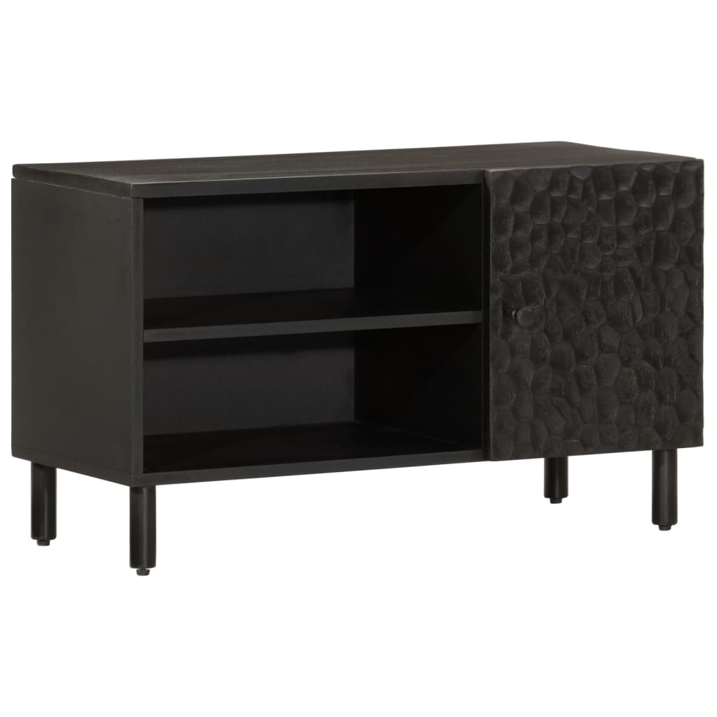 Meuble TV noir 80x31x46 cm bois massif de manguier Meubles TV vidaXL   