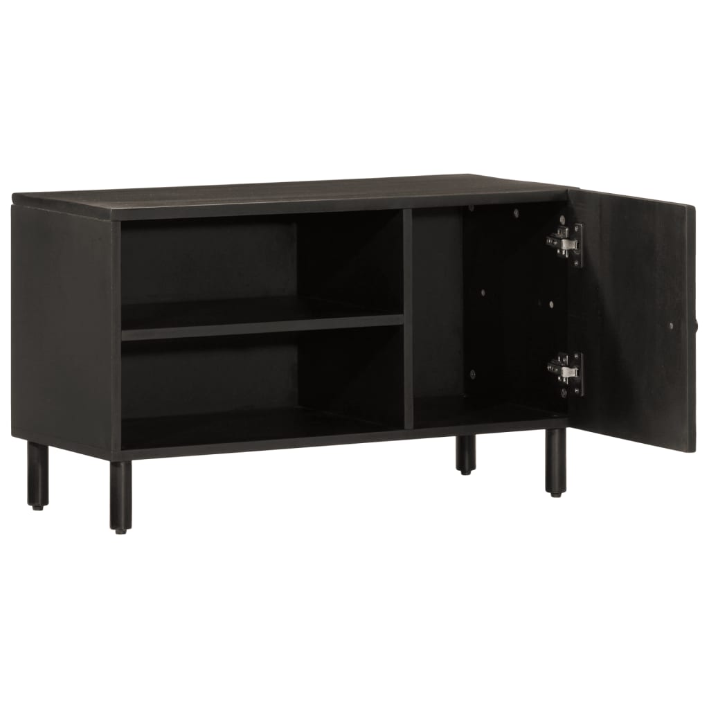 Meuble TV noir 80x31x46 cm bois massif de manguier Meubles TV vidaXL   