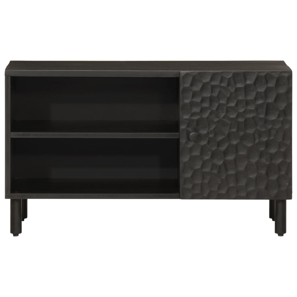 Meuble TV noir 80x31x46 cm bois massif de manguier Meubles TV vidaXL   
