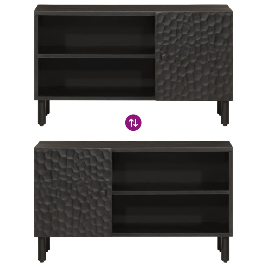 Meuble TV noir 80x31x46 cm bois massif de manguier Meubles TV vidaXL   