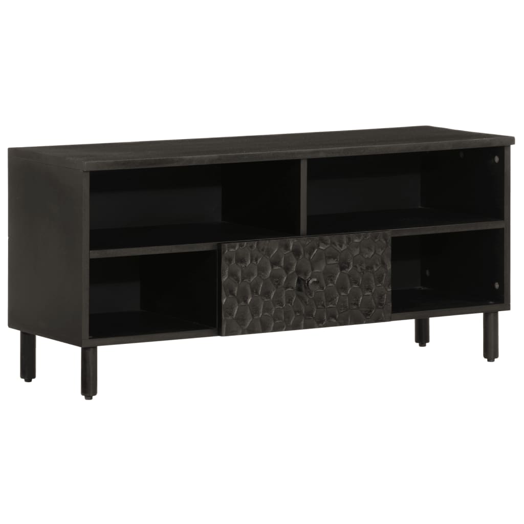 Meuble TV noir 100x33x46 cm bois massif de manguier Meubles TV vidaXL   