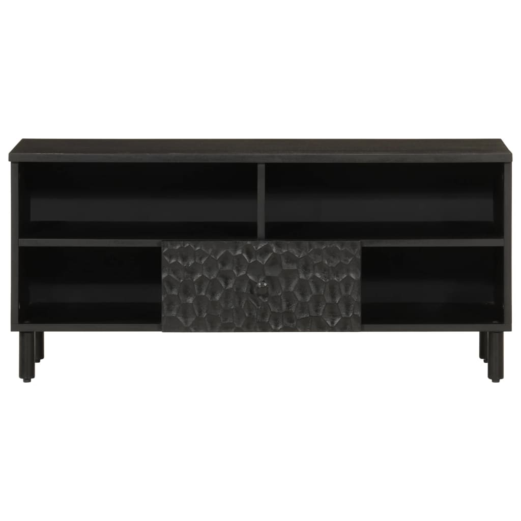 Meuble TV noir 100x33x46 cm bois massif de manguier Meubles TV vidaXL   
