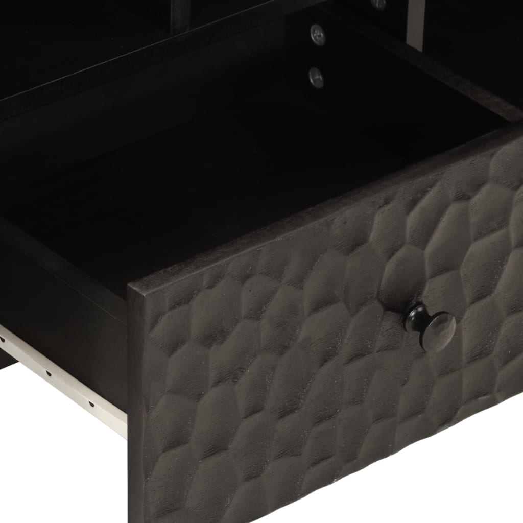 Meuble TV noir 100x33x46 cm bois massif de manguier Meubles TV vidaXL   