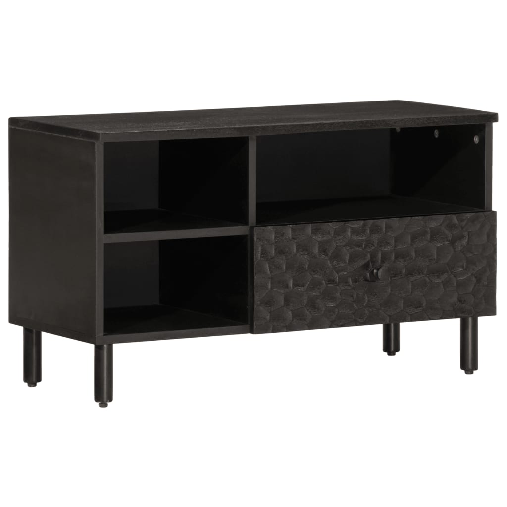 Meuble TV noir 80x33x46 cm bois massif de manguier Meubles TV vidaXL   
