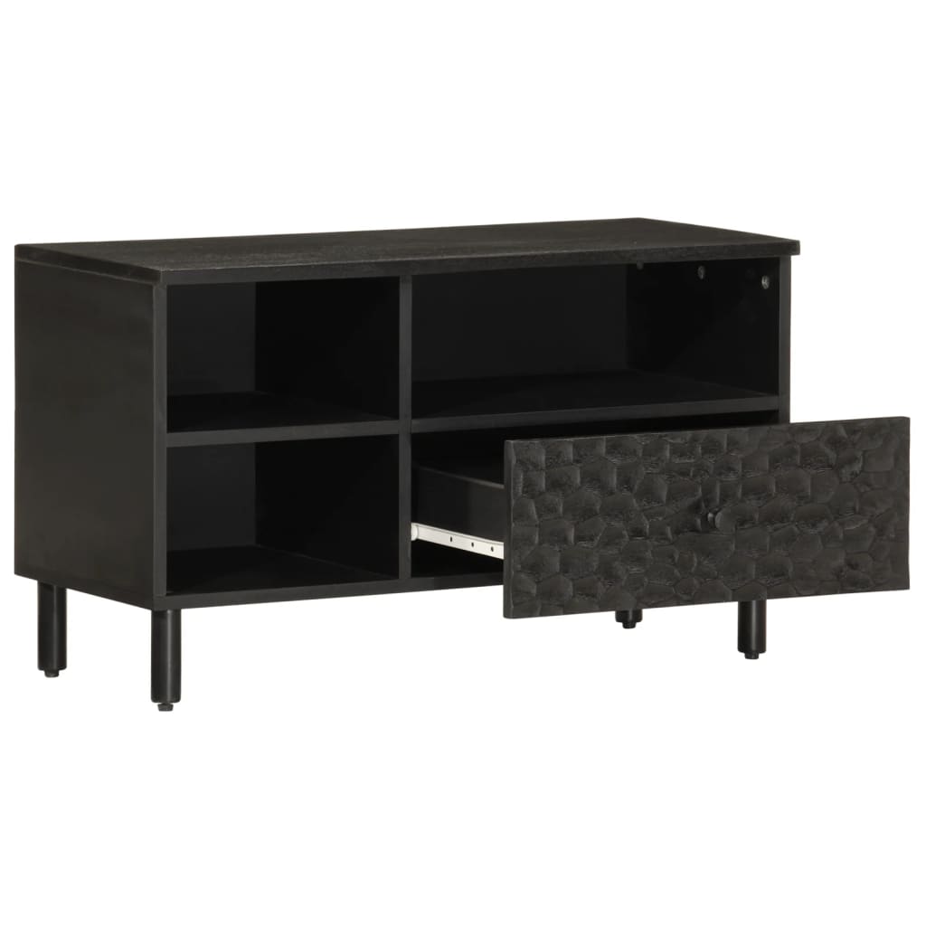 Meuble TV noir 80x33x46 cm bois massif de manguier Meubles TV vidaXL   