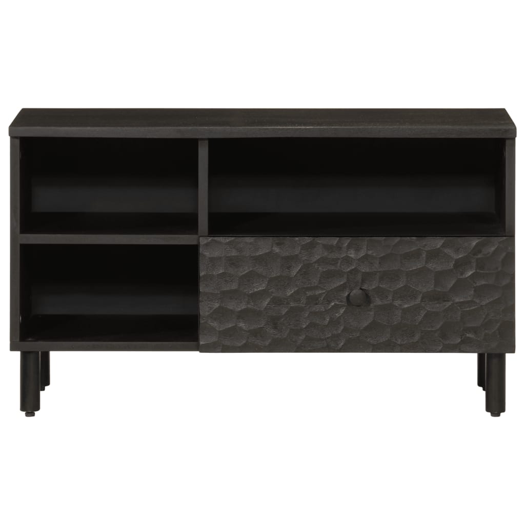 Meuble TV noir 80x33x46 cm bois massif de manguier Meubles TV vidaXL   