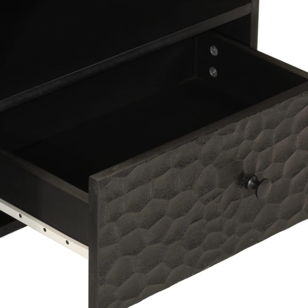 Meuble TV noir 80x33x46 cm bois massif de manguier Meubles TV vidaXL   