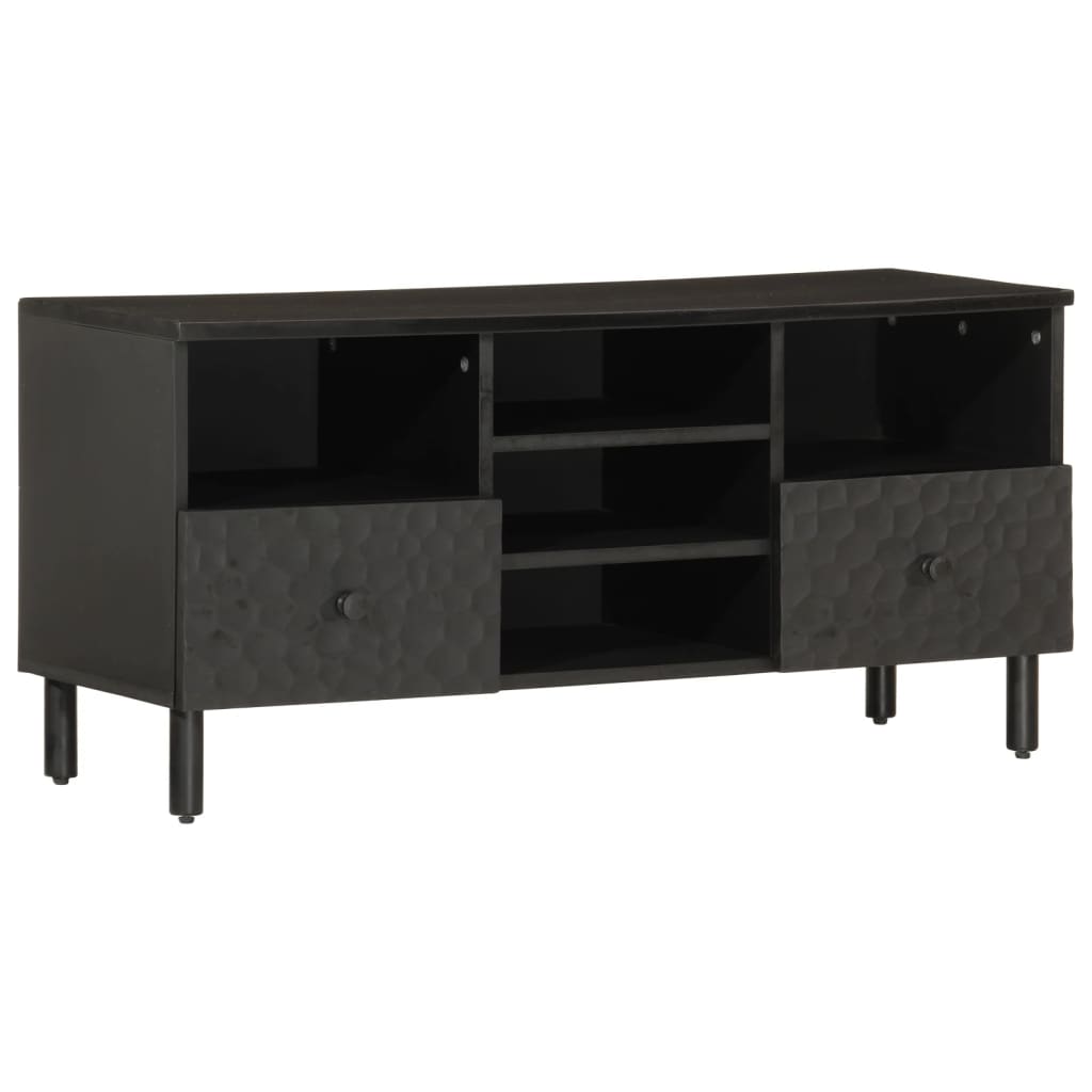 Meuble TV noir 100x33x46 cm bois massif de manguier Meubles TV vidaXL   