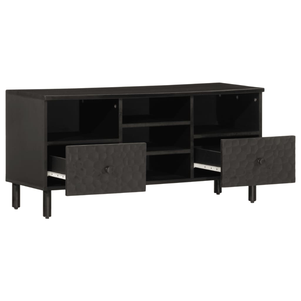 Meuble TV noir 100x33x46 cm bois massif de manguier Meubles TV vidaXL   