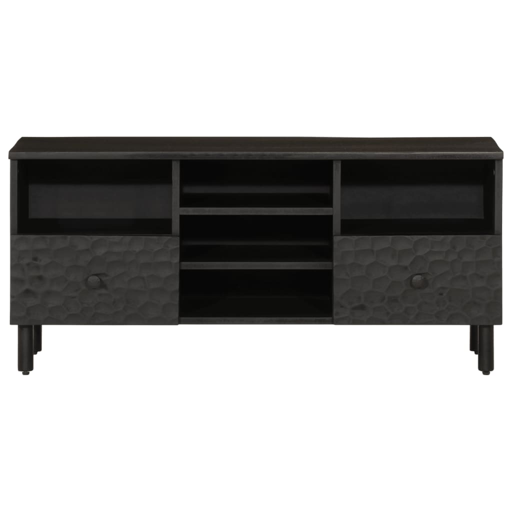 Meuble TV noir 100x33x46 cm bois massif de manguier Meubles TV vidaXL   