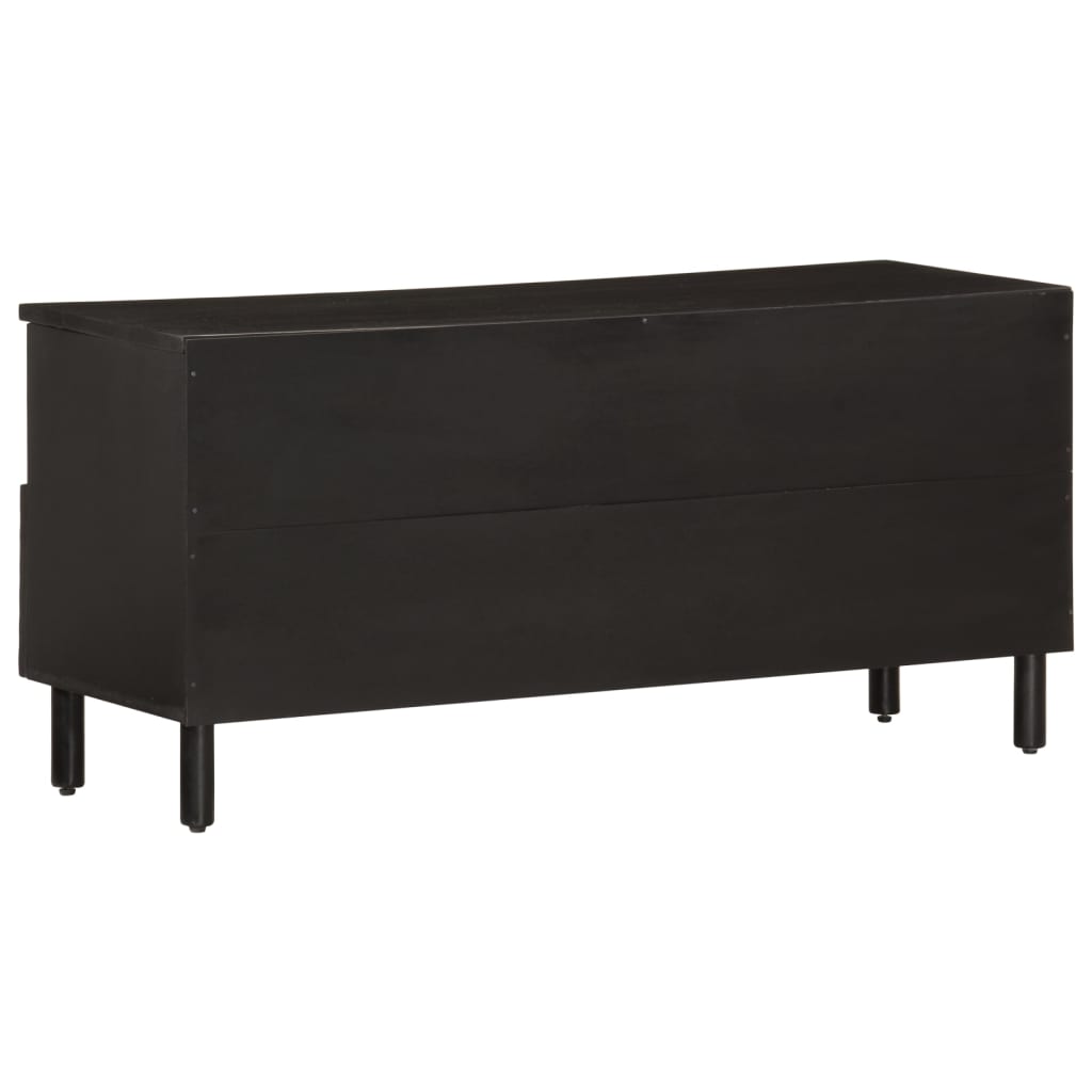 Meuble TV noir 100x33x46 cm bois massif de manguier Meubles TV vidaXL   