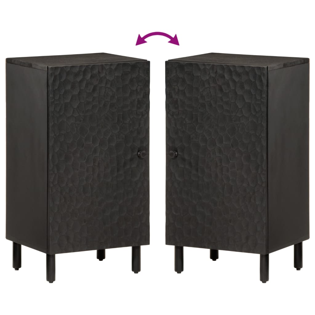 Armoire latérale noir 40x33x75 cm bois massif de manguier - XIOS