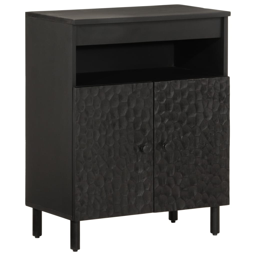 Armoire latérale noir 60x33x75 cm bois massif de manguier - XIOS