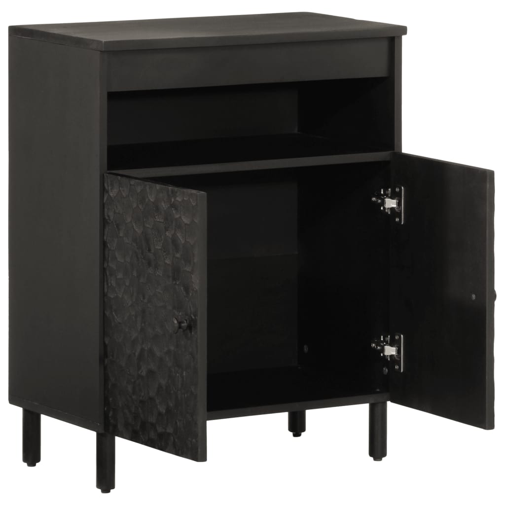 Armoire latérale noir 60x33x75 cm bois massif de manguier - XIOS