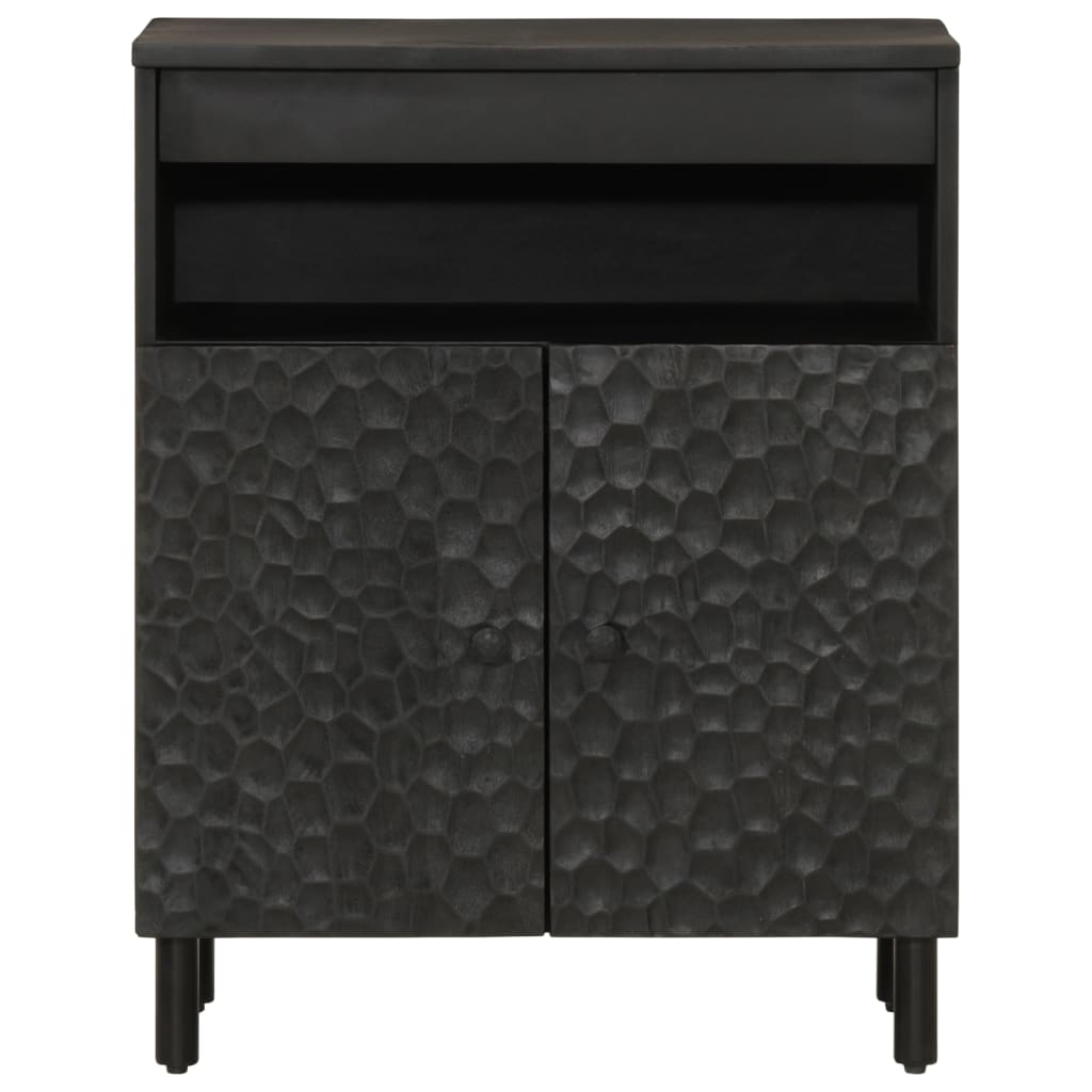 Armoire latérale noir 60x33x75 cm bois massif de manguier - XIOS