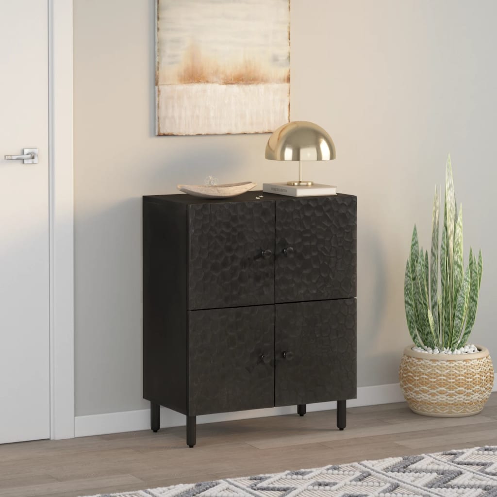 Armoire latérale noir 60x33x75 cm bois massif de manguier - XIOS