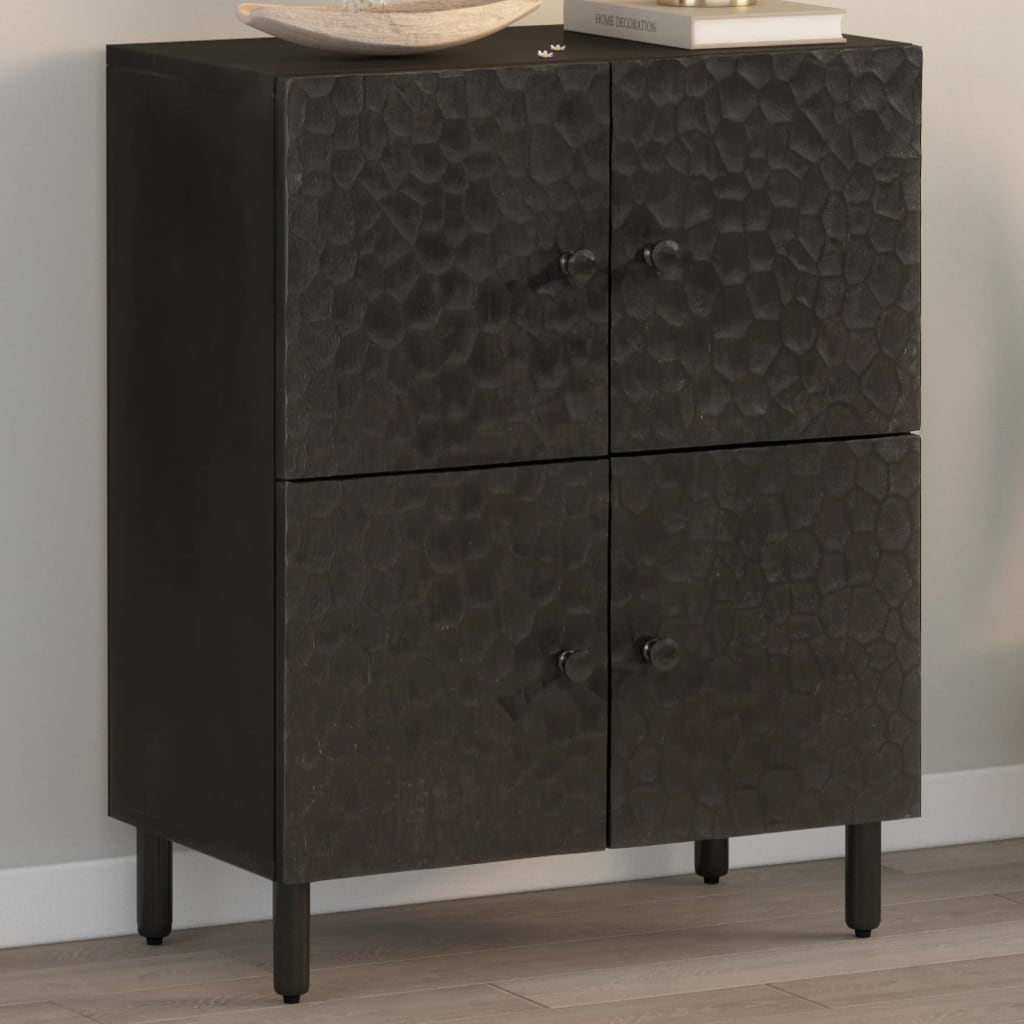 Armoire latérale noir 60x33x75 cm bois massif de manguier - XIOS