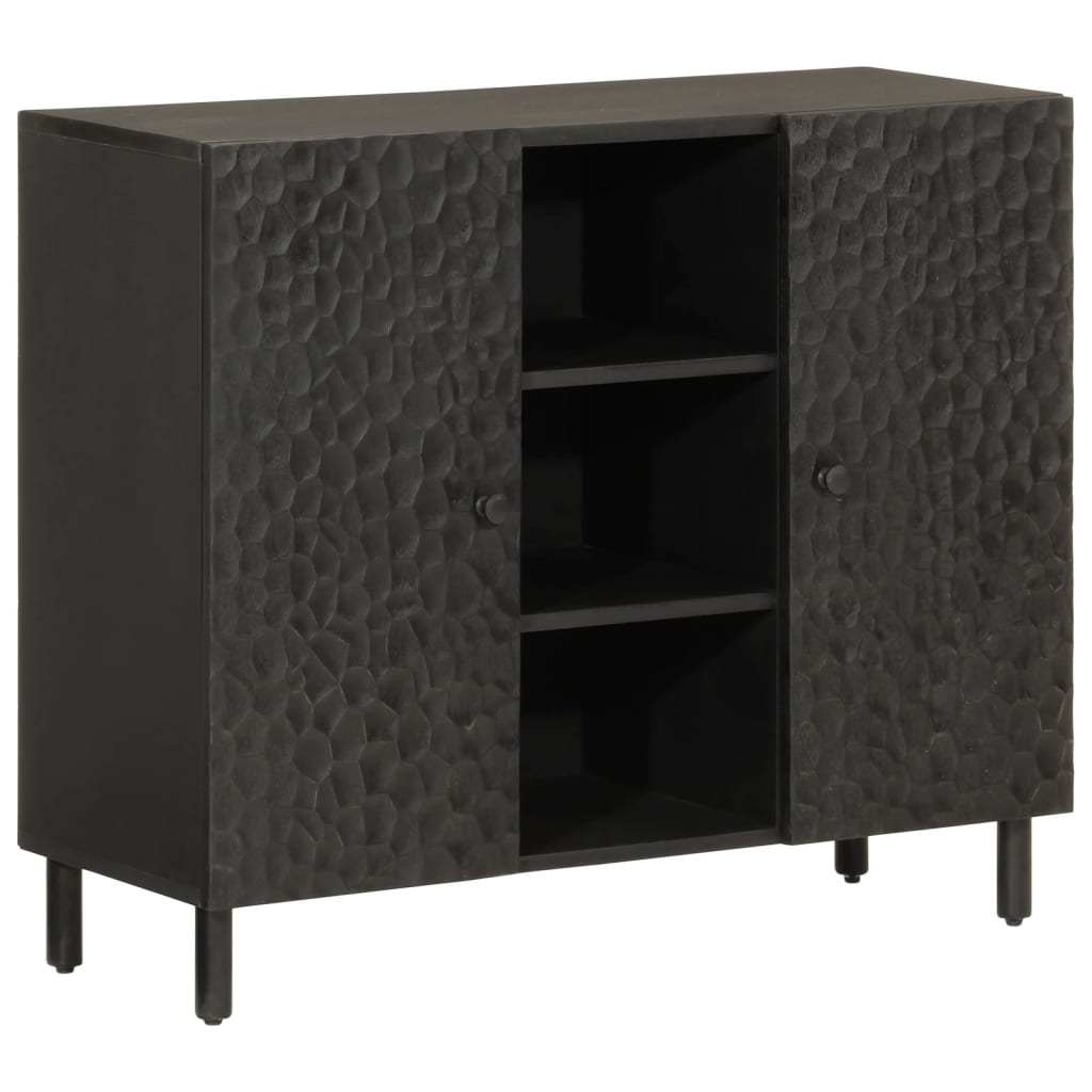 Armoire latérale noir 90x33x75 cm bois massif de manguier - XIOS
