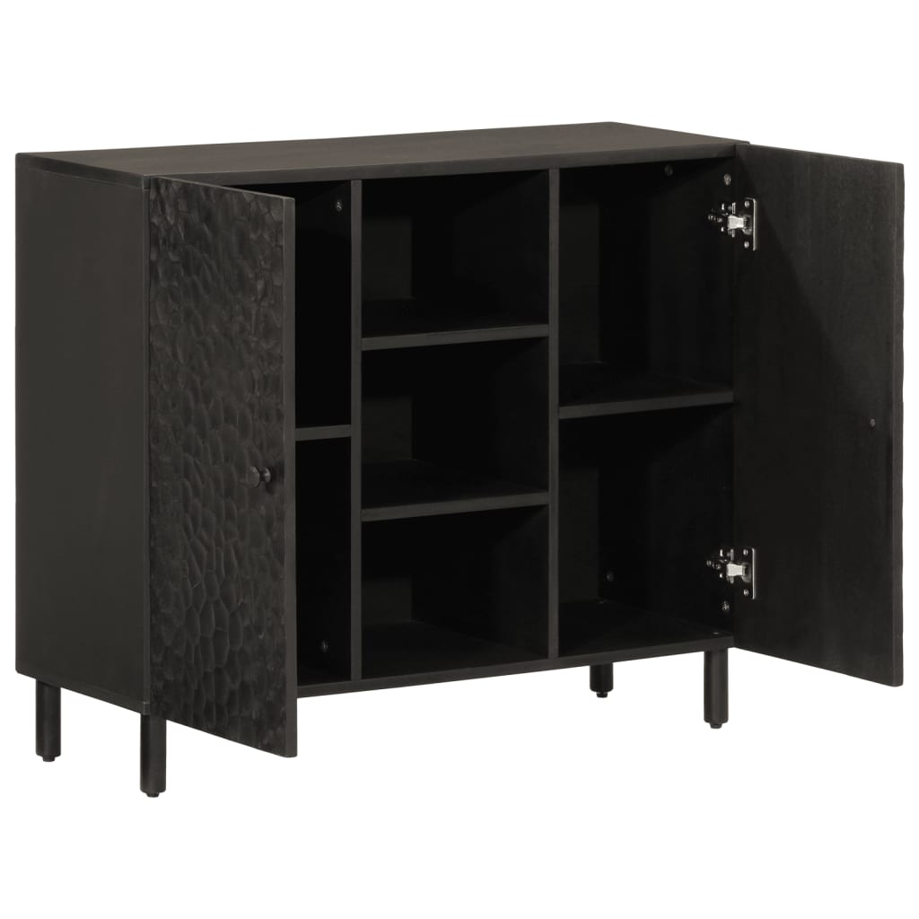 Armoire latérale noir 90x33x75 cm bois massif de manguier - XIOS
