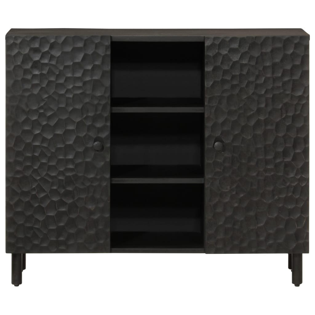 Armoire latérale noir 90x33x75 cm bois massif de manguier - XIOS
