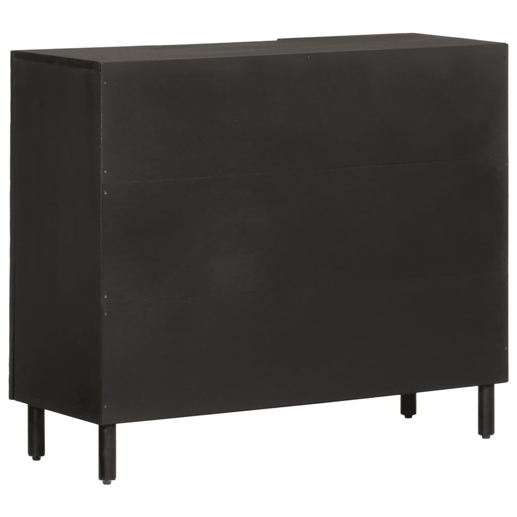 Armoire latérale noir 90x33x75 cm bois massif de manguier - XIOS