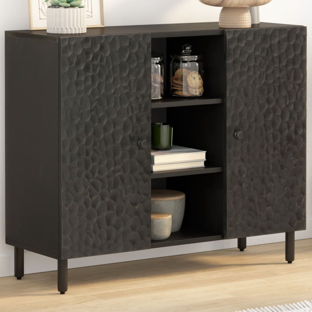 Armoire latérale noir 90x33x75 cm bois massif de manguier - XIOS