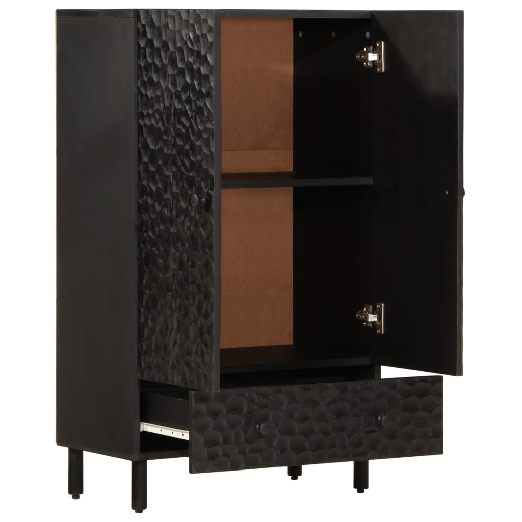 Buffet noir 60x33x100 cm bois de manguier massif - XIOS