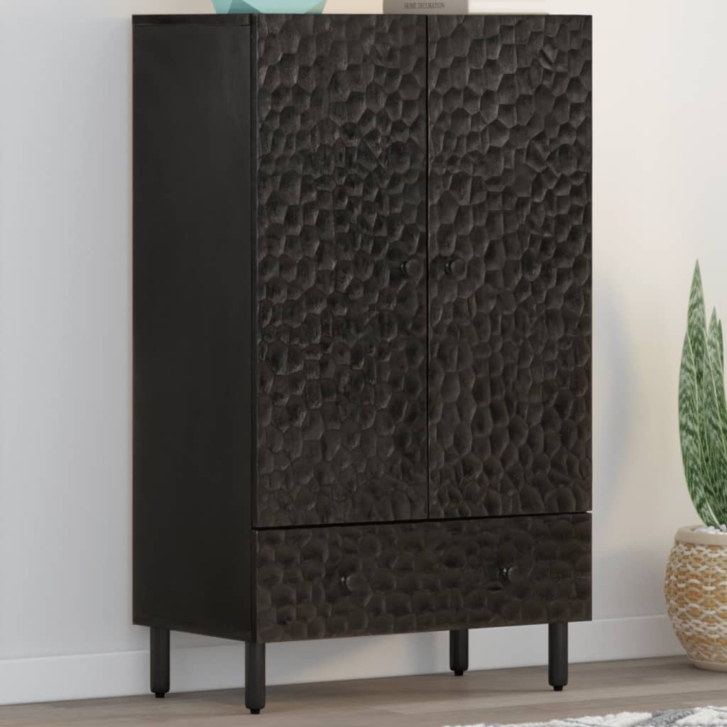 Buffet noir 60x33x100 cm bois de manguier massif - XIOS