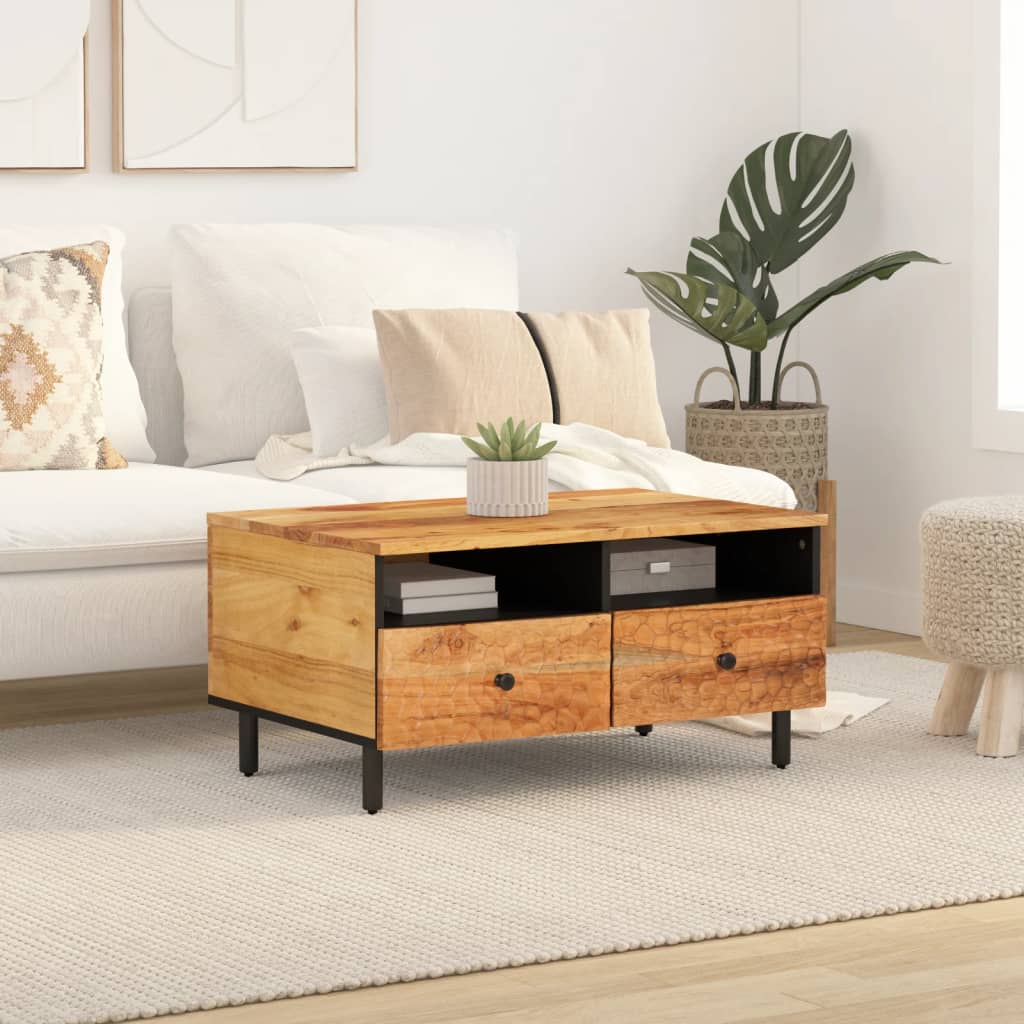 Table basse 80x54x40 cm bois massif d'acacia - XIOS
