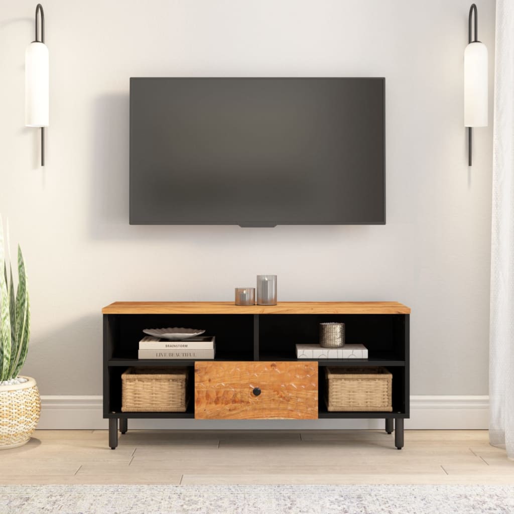 Meuble TV 100x33x46 cm bois d'acacia solide - XIOS