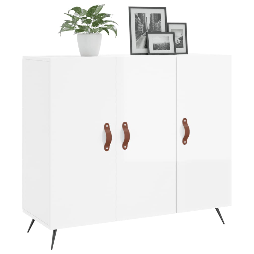 Buffet blanc brillant 90x34x80 cm bois d'ingénierie - XIOS