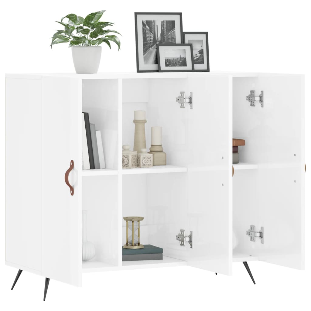 Buffet blanc brillant 90x34x80 cm bois d'ingénierie - XIOS
