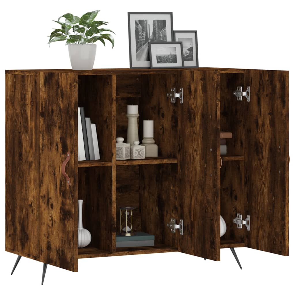 Buffet chêne fumé 90x34x80 cm bois d'ingénierie - XIOS