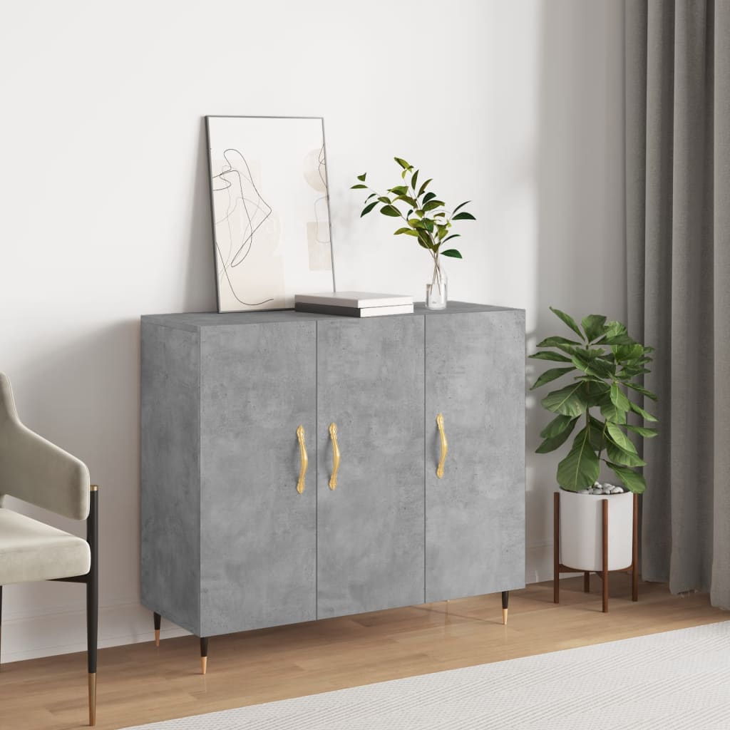 Buffet gris béton 90x34x80 cm bois d'ingénierie - XIOS