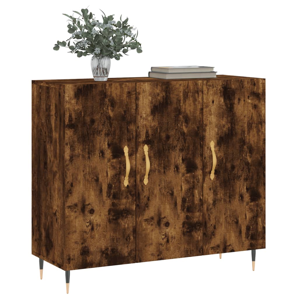 Buffet chêne fumé 90x34x80 cm bois d'ingénierie