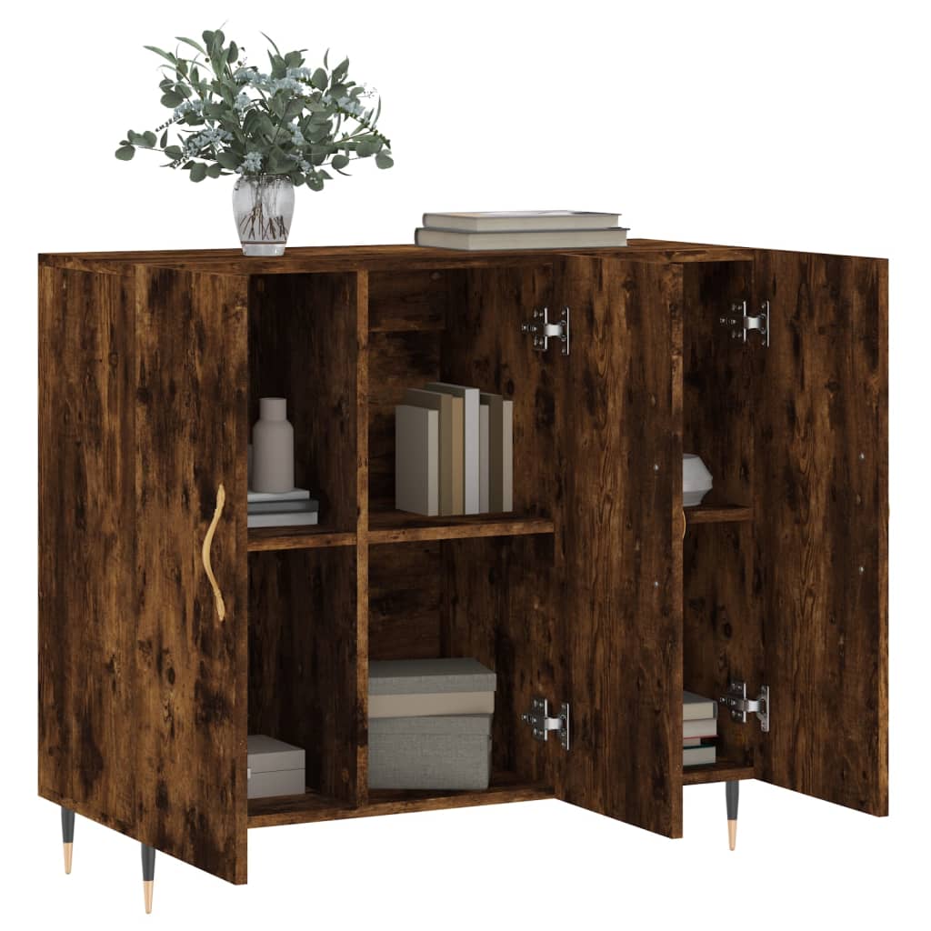 Buffet chêne fumé 90x34x80 cm bois d'ingénierie