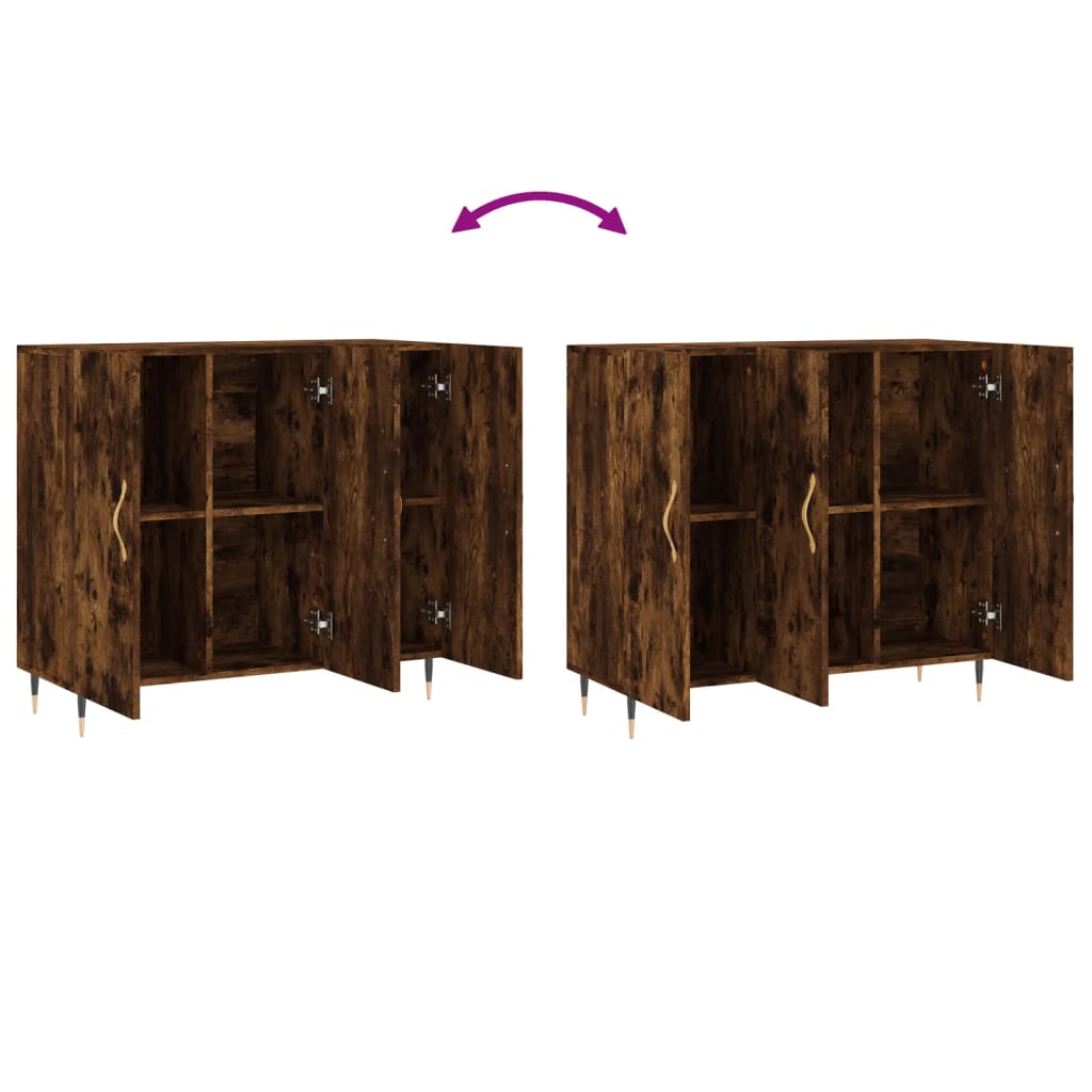 Buffet chêne fumé 90x34x80 cm bois d'ingénierie