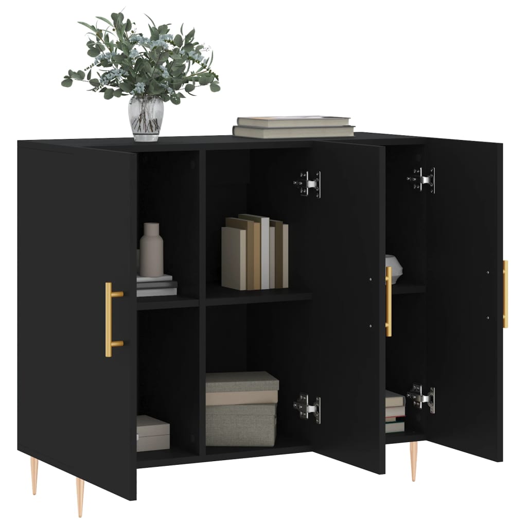 Buffet noir 90x34x80 cm bois d'ingénierie - XIOS