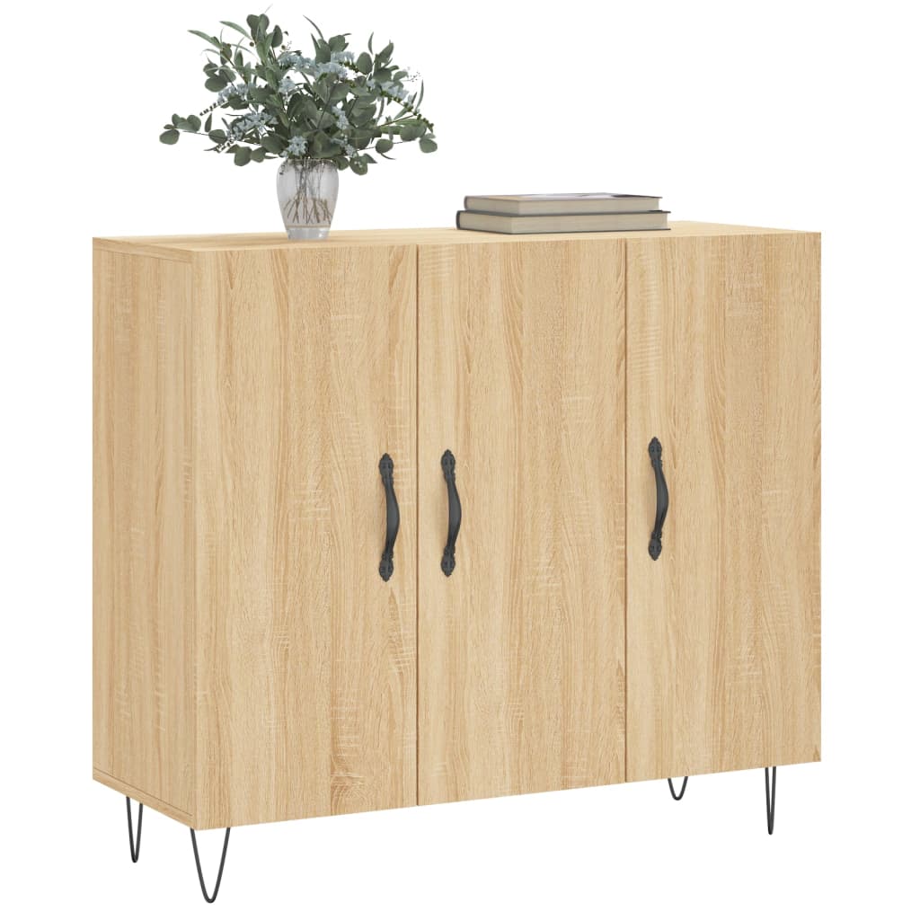 Buffet chêne sonoma 90x34x80 cm bois d'ingénierie