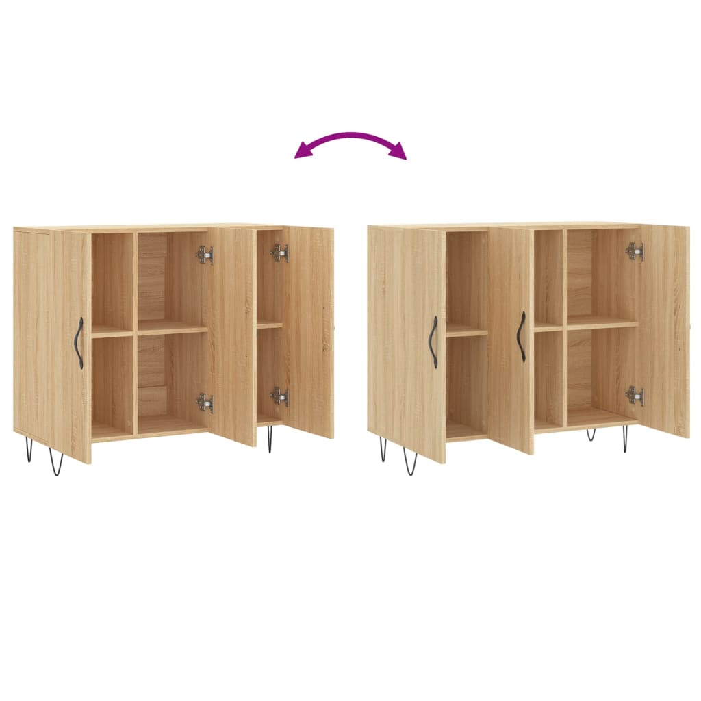 Buffet chêne sonoma 90x34x80 cm bois d'ingénierie