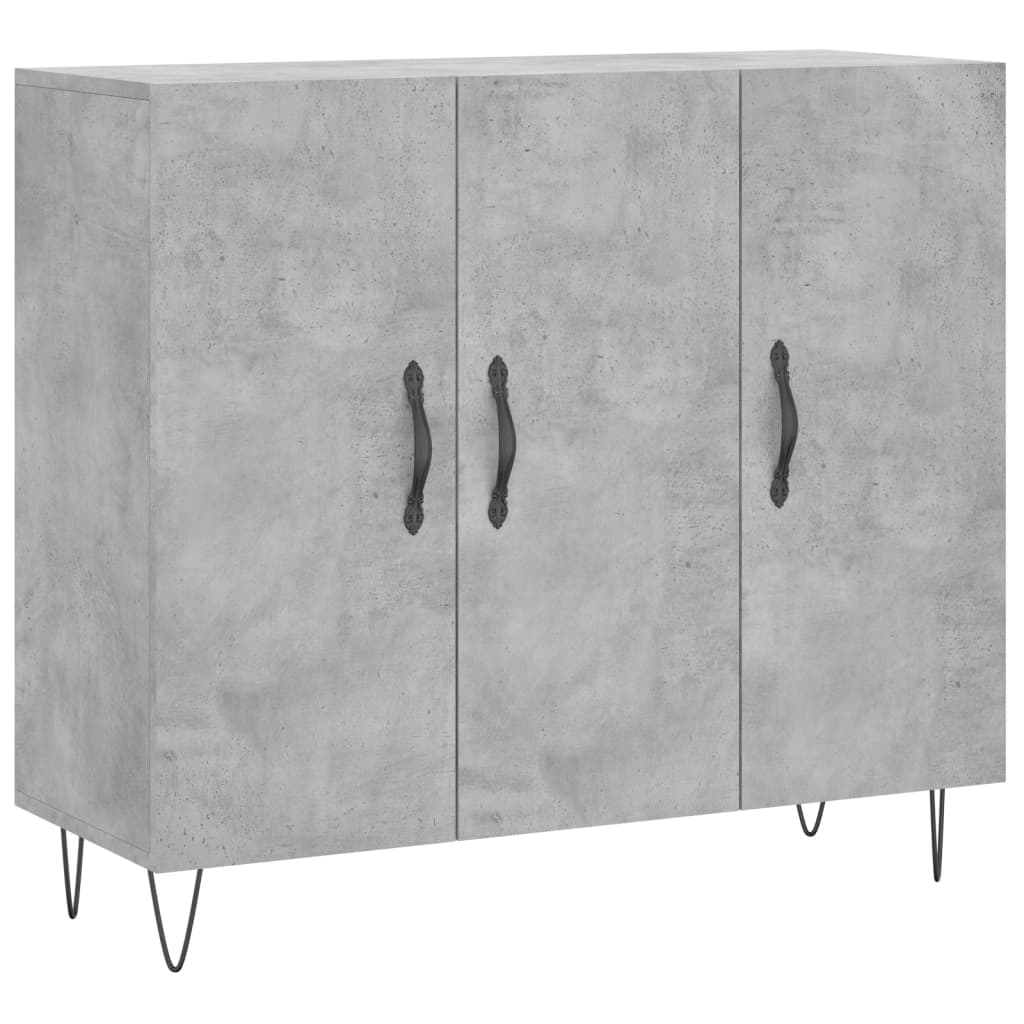 Buffet gris béton 90x34x80 cm bois d'ingénierie